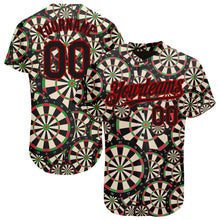 Load image into Gallery viewer, Custom Black Red 3D Pattern Design Dart Board Authentic Baseball Jersey