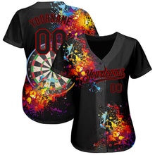 Load image into Gallery viewer, Custom Black Red 3D Pattern Design Dart Board Authentic Baseball Jersey