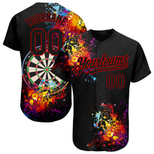 Load image into Gallery viewer, Custom Black Red 3D Pattern Design Dart Board Authentic Baseball Jersey