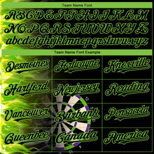 Load image into Gallery viewer, Custom Black Neon Green 3D Pattern Design Fiery Dart Board Authentic Baseball Jersey