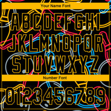 Load image into Gallery viewer, Custom Black Gold 3D Pattern Design Bowling Authentic Baseball Jersey