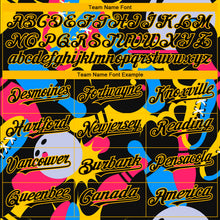 Load image into Gallery viewer, Custom Black Yellow 3D Pattern Design Bowling Authentic Baseball Jersey