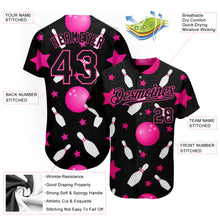 Load image into Gallery viewer, Custom Black Pink 3D Pattern Design Bowling Authentic Baseball Jersey