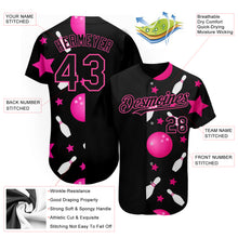 Load image into Gallery viewer, Custom Black Pink 3D Pattern Design Bowling Authentic Baseball Jersey