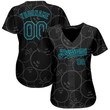Load image into Gallery viewer, Custom Black Lakes Blue 3D Pattern Design Bowling Ball Authentic Baseball Jersey