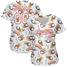 Load image into Gallery viewer, Custom White Red 3D Pattern Design Firely Bowling Authentic Baseball Jersey