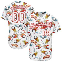 Load image into Gallery viewer, Custom White Red 3D Pattern Design Firely Bowling Authentic Baseball Jersey