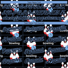 Load image into Gallery viewer, Custom Black Light Blue 3D Pattern Design Bowling Authentic Baseball Jersey