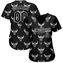 Load image into Gallery viewer, Custom Black White 3D Pattern Design Ox Authentic Baseball Jersey