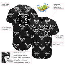 Load image into Gallery viewer, Custom Black White 3D Pattern Design Ox Authentic Baseball Jersey