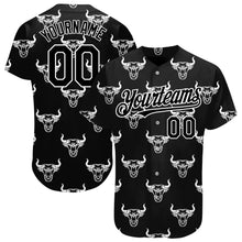 Load image into Gallery viewer, Custom Black White 3D Pattern Design Ox Authentic Baseball Jersey