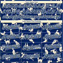 Load image into Gallery viewer, Custom US Navy Blue Cream 3D Pattern Design Cat Authentic Baseball Jersey