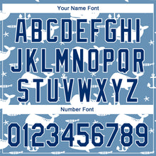 Load image into Gallery viewer, Custom Light Blue US Navy Blue-White 3D Pattern Design Whale Authentic Baseball Jersey