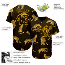 Load image into Gallery viewer, Custom Brown Yellow 3D Pattern Design Leopard Authentic Baseball Jersey