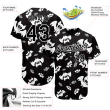 Load image into Gallery viewer, Custom Black White 3D Pattern Design Bat Authentic Baseball Jersey
