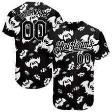 Load image into Gallery viewer, Custom Black White 3D Pattern Design Bat Authentic Baseball Jersey