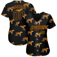 Load image into Gallery viewer, Custom Black Bay Orange 3D Pattern Design Tiger Authentic Baseball Jersey