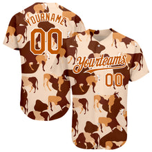 Load image into Gallery viewer, Custom Cream Texas Orange-White 3D Pattern Design Ox Authentic Baseball Jersey