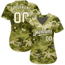 Load image into Gallery viewer, Custom Camo Cream-Olive 3D Skull Fashion Authentic Baseball Jersey