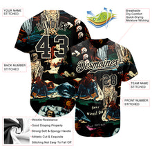 Load image into Gallery viewer, Custom Black Cream 3D Tropical Plant And Skull Fashion Authentic Baseball Jersey