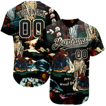 Load image into Gallery viewer, Custom Black Cream 3D Tropical Plant And Skull Fashion Authentic Baseball Jersey