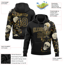 Load image into Gallery viewer, Custom Stitched Black Old Gold 3D Skull Fashion Plant Sports Pullover Sweatshirt Hoodie