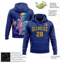 Load image into Gallery viewer, Custom Stitched Royal Gold-Black 3D Skull Fashion Sports Pullover Sweatshirt Hoodie