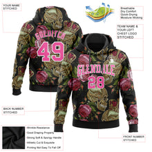 Load image into Gallery viewer, Custom Stitched Black Pink-White 3D Skull Fashion Flower Sports Pullover Sweatshirt Hoodie