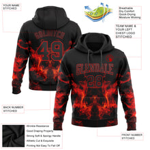 Load image into Gallery viewer, Custom Stitched Black Red 3D Skull Fashion Flame Sports Pullover Sweatshirt Hoodie