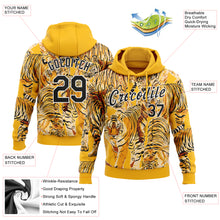Load image into Gallery viewer, Custom Stitched Gold Black-White 3D Pattern Design Tiger Sports Pullover Sweatshirt Hoodie