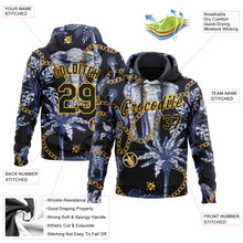 Load image into Gallery viewer, Custom Stitched Navy Black-Gold 3D Pattern Design Elephant And Tropical Palm Tree Sports Pullover Sweatshirt Hoodie