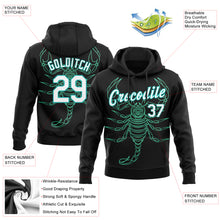 Load image into Gallery viewer, Custom Stitched Black White-Aqua 3D Pattern Design Scorpio Sports Pullover Sweatshirt Hoodie