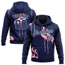 Load image into Gallery viewer, Custom Stitched Navy-White 3D Pattern Design Flamingo Sports Pullover Sweatshirt Hoodie