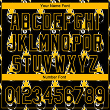 Load image into Gallery viewer, Custom Black Gold 3D Pattern Design Flaming Billiards Snooker 8 Ball Authentic Baseball Jersey