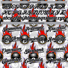 Load image into Gallery viewer, Custom White Black-Gray 3D Pattern Design Flaming Billiards Snooker 8 Ball Authentic Baseball Jersey