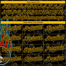 Load image into Gallery viewer, Custom Black Gold 3D Pattern Design Flaming Billiards Snooker 8 Ball Authentic Baseball Jersey