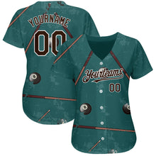 Load image into Gallery viewer, Custom Midnight Green Brown-White 3D Pattern Design Billiards Snooker 8 Ball Authentic Baseball Jersey