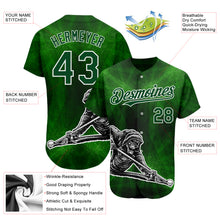 Load image into Gallery viewer, Custom Green White 3D Pattern Design A Skeleton Playing Billiards While Drinking A Beer Authentic Baseball Jersey
