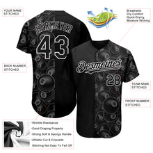 Load image into Gallery viewer, Custom Black White 3D Pattern Design Billiards Snooker 8 Ball Authentic Baseball Jersey