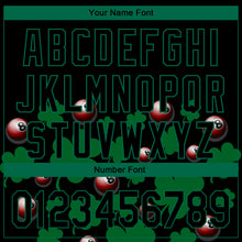 Load image into Gallery viewer, Custom Black Green 3D Pattern Design Clovers And Billiards Balls St. Patrick's Day Authentic Baseball Jersey