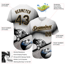 Load image into Gallery viewer, Custom White Black-Old Gold 3D Pattern Design Billiards Authentic Baseball Jersey