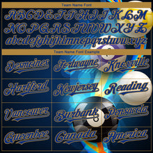 Load image into Gallery viewer, Custom Black Royal-Old Gold 3D Pattern Design Billiards Authentic Baseball Jersey