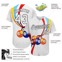 Load image into Gallery viewer, Custom White Black 3D Pattern Design Billiards Authentic Baseball Jersey