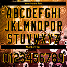 Load image into Gallery viewer, Custom Gold Black 3D Pattern Design Billiards Authentic Baseball Jersey