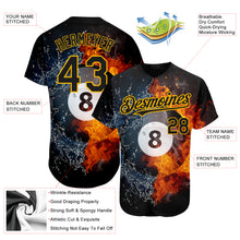 Load image into Gallery viewer, Custom Black Gold 3D Pattern Design Billiards Snooker 8 Ball Authentic Baseball Jersey