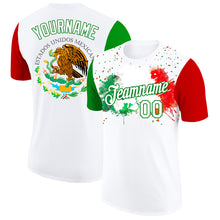 Load image into Gallery viewer, Custom White Grass Green-Red 3D Mexican Flag Splashes Performance T-Shirt