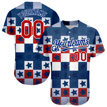 Load image into Gallery viewer, Custom Royal Red-White 3D American Flag Authentic Baseball Jersey