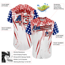 Load image into Gallery viewer, Custom White USA Flag Royal Red-Black 3D Authentic Baseball Jersey