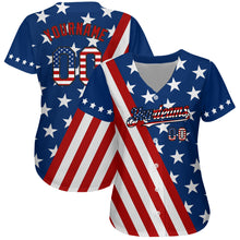 Load image into Gallery viewer, Custom Royal USA Flag Red-Black 3D Authentic Baseball Jersey