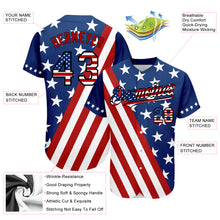 Load image into Gallery viewer, Custom Royal USA Flag Red-Black 3D Authentic Baseball Jersey